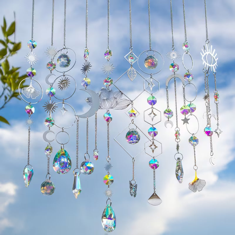 Sun Catchers - 10pcs Crystal Suncatcher Prism - Rainbow Maker Hanging Kit with Chain