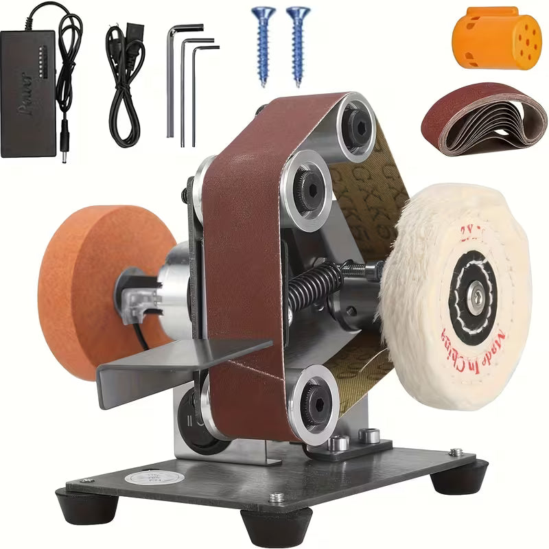 Mini Belt Sander Electric Bench Grinder Sanding Machine 7 Adjustable Speed Grinder Polisher Knife