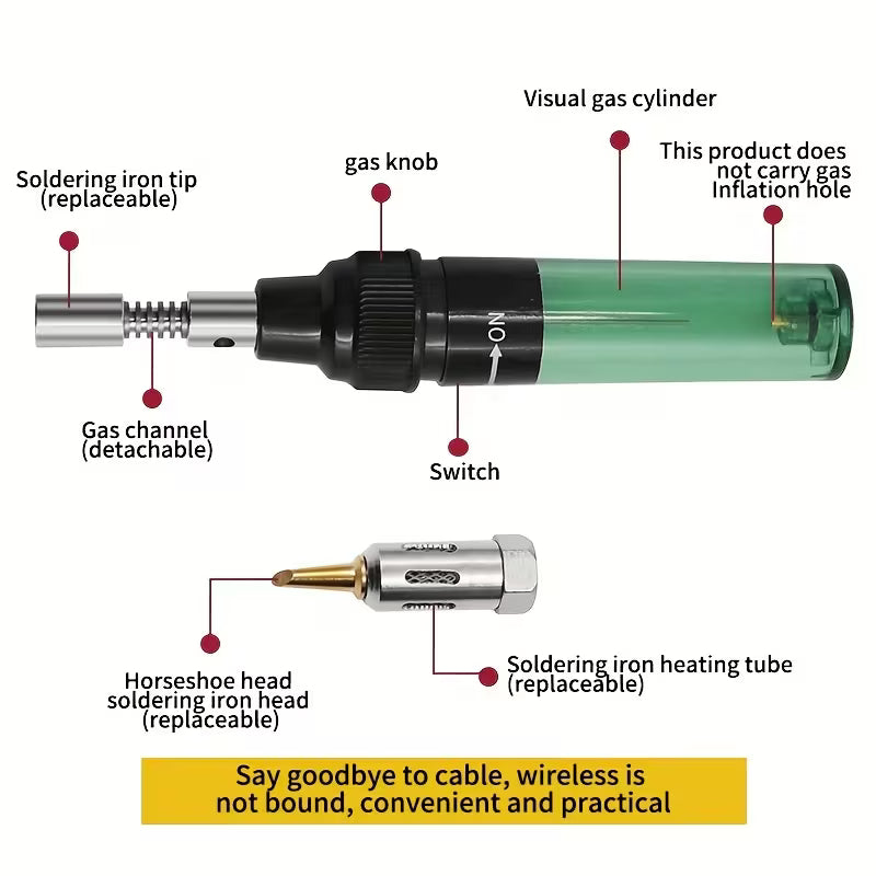 Portable Soldering Kit with Replaceable Tips, Outdoor Welding Set, Manual DIY Tool