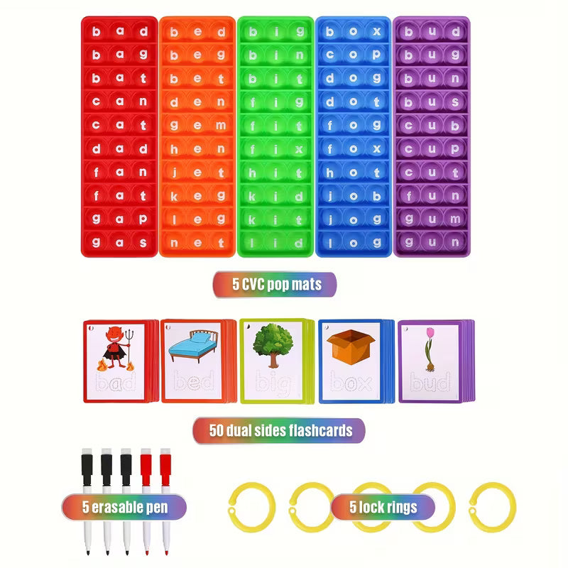 Learn 100 CVC Words Fidget Toys and Flashcards Set