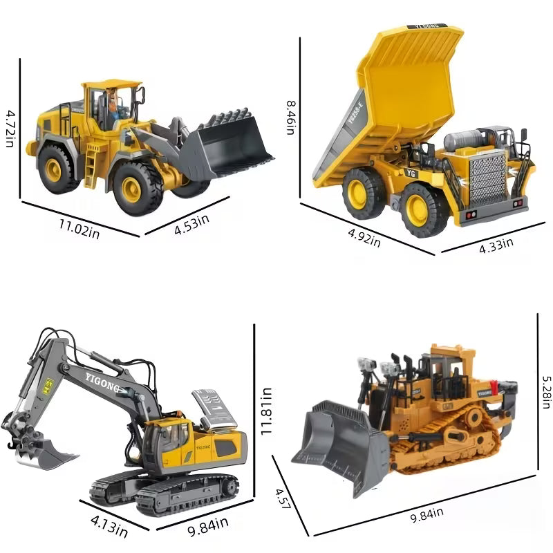 4/3/2-Piece Remote Control Construction Vehicle Set Plastic