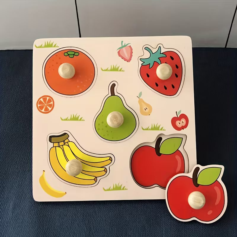 Wooden Peg Puzzles for Toddlers 2+