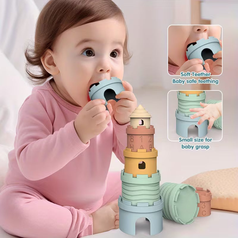 Silicone Stacking Music Toy Castle Frog