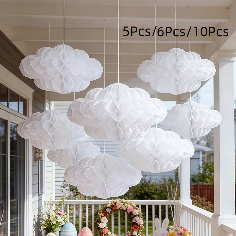 Pcs/6pcs/10pcs 3D Cloud Decorations Hanging Honeycomb Decor Artificial Set