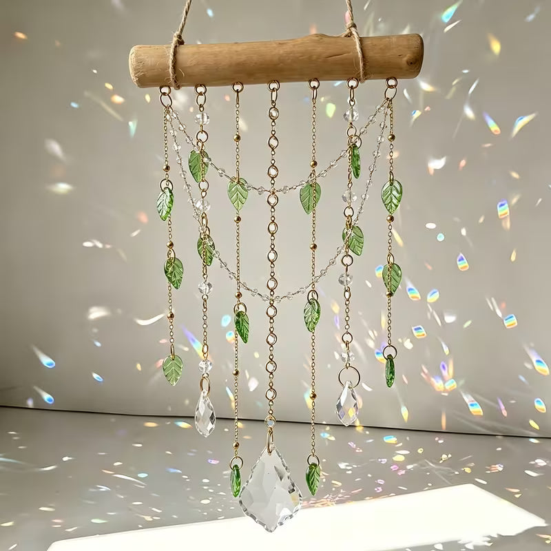Crystal Wooden Stick Garden Light Collector, Wooden, Green