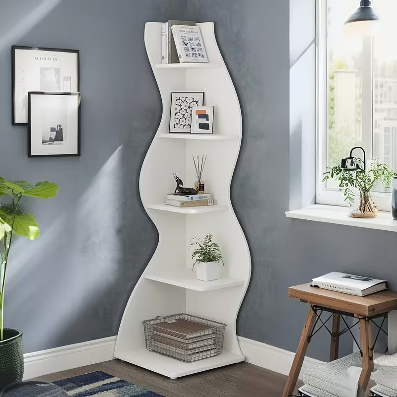 Corner Shelf, Modern 5-Tier Wall Corner Bookshelf, Stylish Corner Small