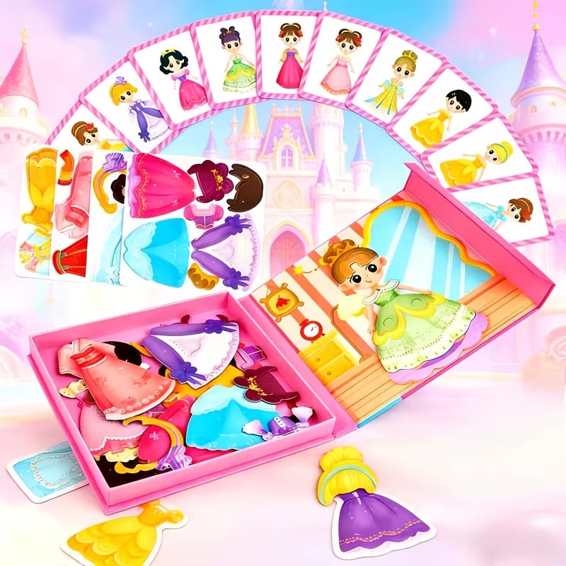 39/48/52/55-Piece DIY Magnetic Princess Magic Dress-up Toy Paper