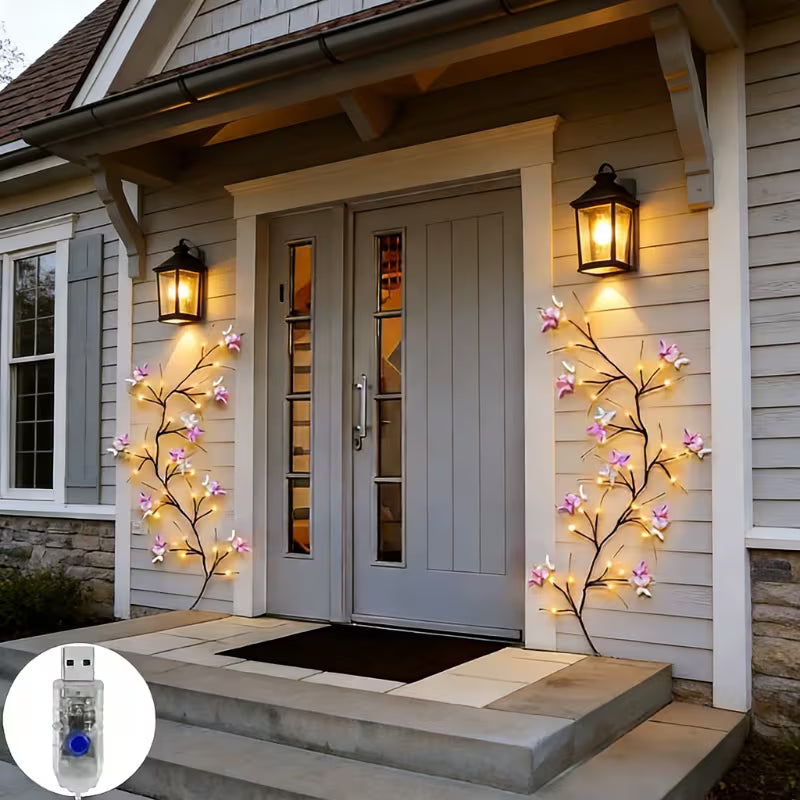 1 Set of Butterfly LED Branch Wall Lights, 30 LED Butterfly Willow Vine Branch Flower String Lights