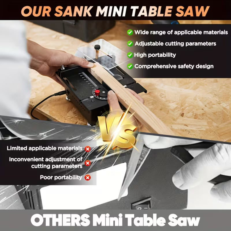SANK Mini Table Saw, Multi-functional Portable, Sanding, Drilling, Engraver Machine