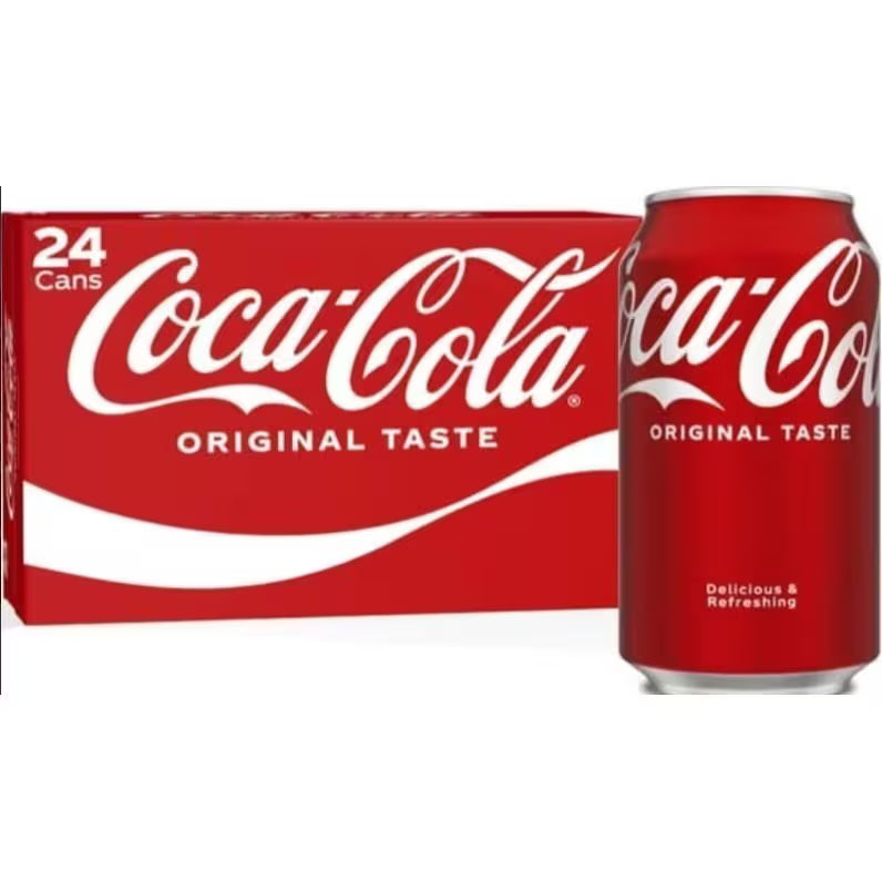 Coca-Cola Soda Pop Cans, 12 fl oz, 24 Pack - Classic Coca-Cola Soft Drink