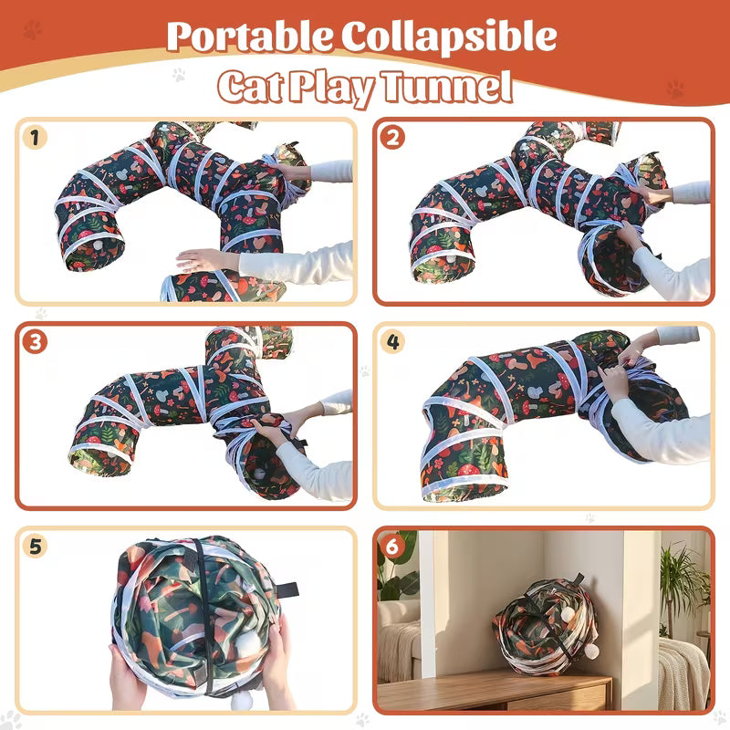 Cat Tunnel Foldable Pet Play Tube, 8-Shaped Interactive