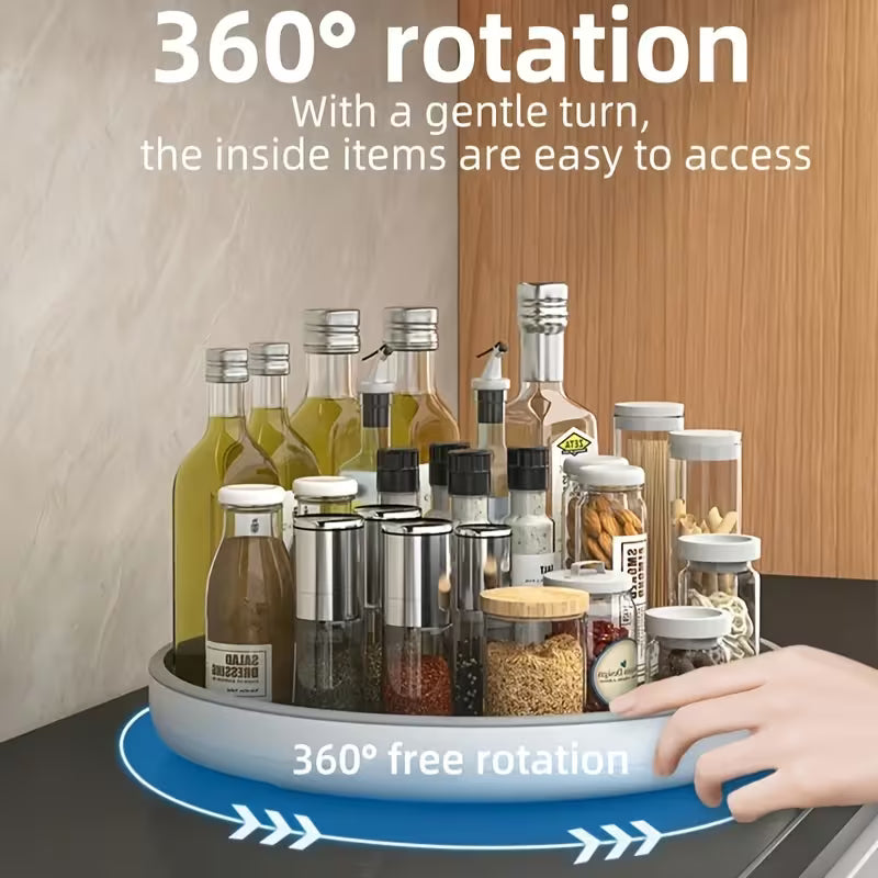 1pc Storage Tray, Single-Layer Rotating Condiment Bottle Storage Rack, Household