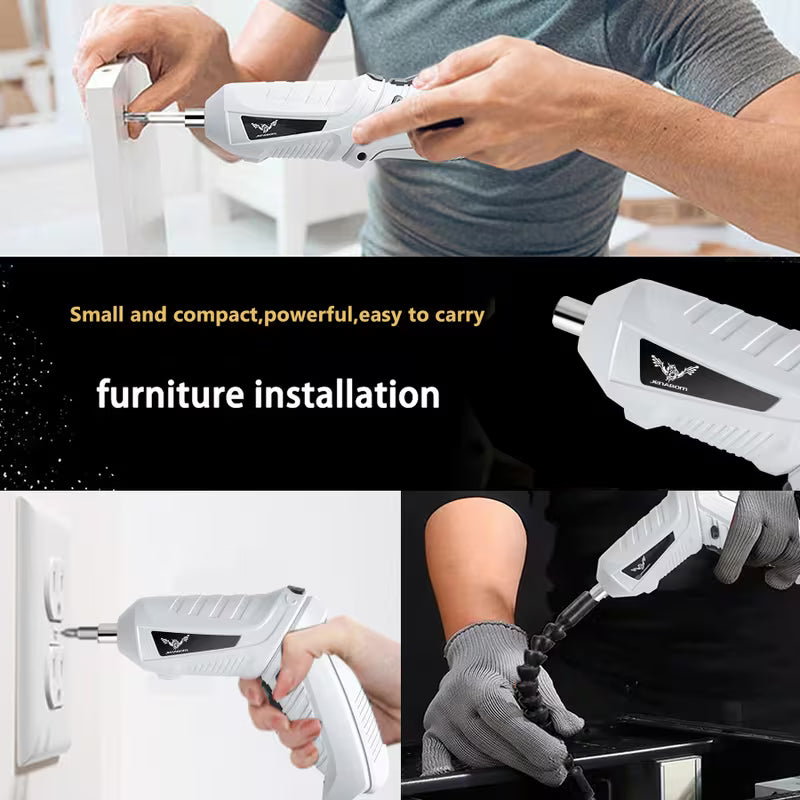 JENABOM 3.6V Gray 6pcs Electric Screwdriver Tool Set with Rechargeable Cordless Screwdriver Power