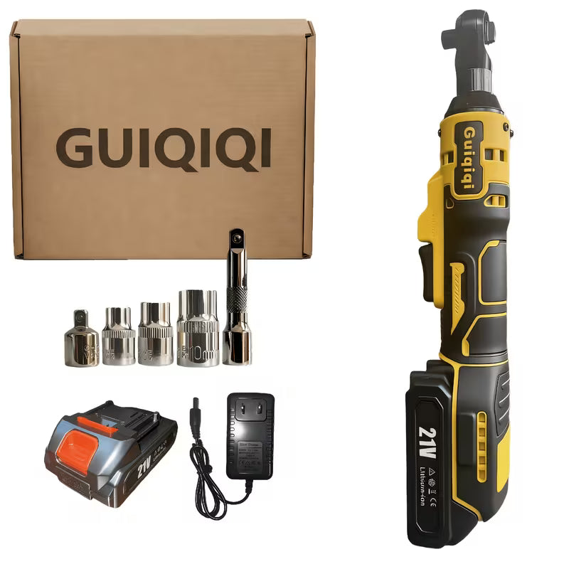 21V Cordless Ratchet Wrench Set, 3/8-inch Powerful Rotating Tool, Fast Charging