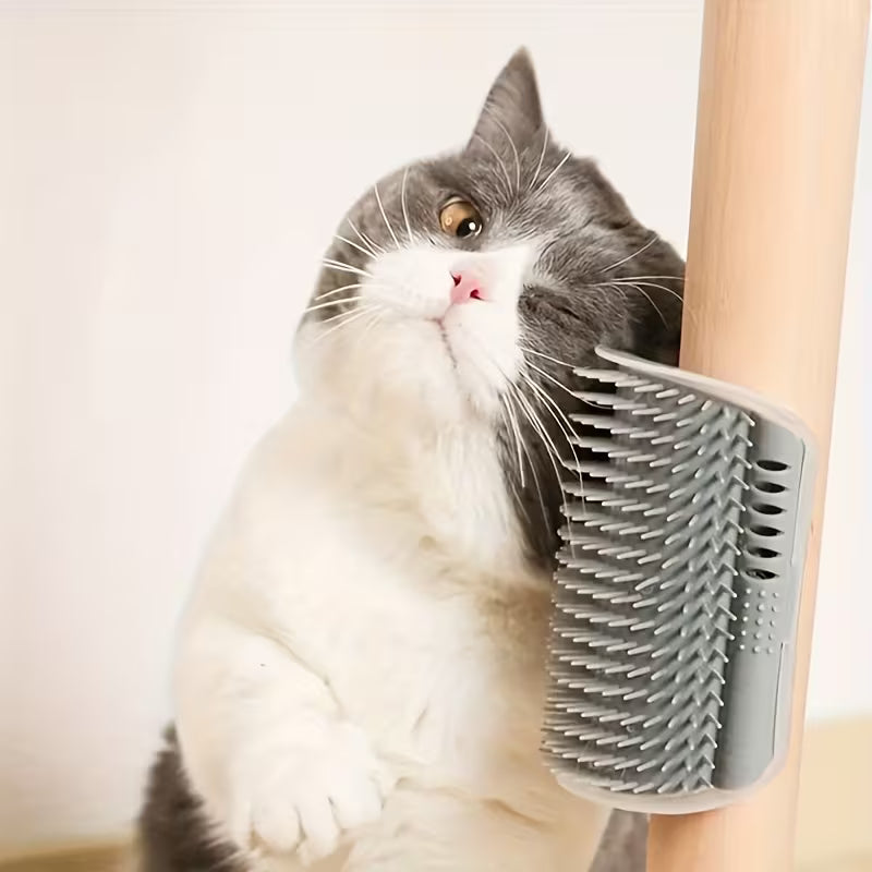 Corner Cat Scratcher - Wall-Mounted Grooming Brush