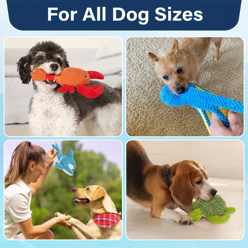 Dog Toys, Plush Dog Squeaky Toys, Assortment Animal Pet Toy Set