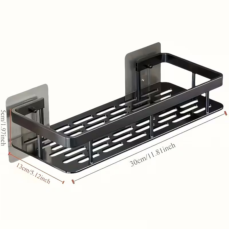 Large Capacity Wall-Mounted Shower Caddy, No Drill Installation, Space-Saving Floating Shelf
