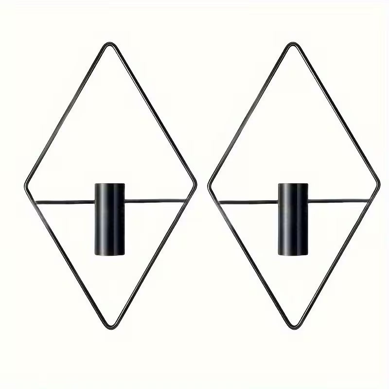 2pcs, Diamond Shape Hanging Planters Metal Vase Indoor Holder Modern Geometric Wall Decor for Home