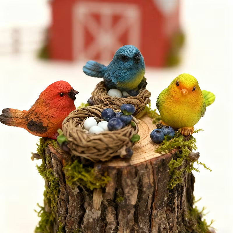 A Set of Adorable Miniature Bird Scene Models, Perfect for DIY Crafts