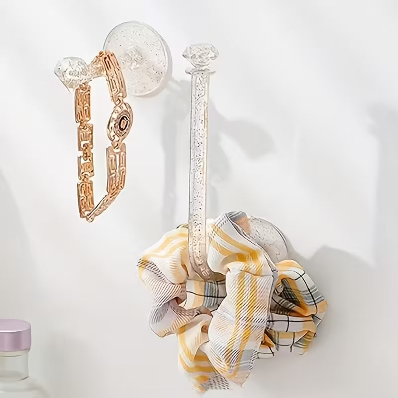 5pcs Wall-Mounted Jewelry Storage Hooks - No-Drill Multi-Functional Shelves, Suitable