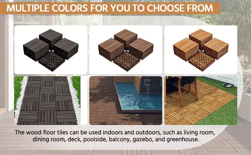 Costoffs Acacia Wood Interlocking Flooring Tiles Deck Tiles, Wood