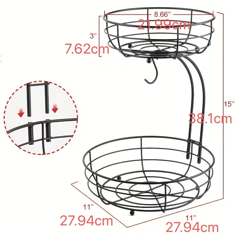Large Fruit Basket, 2026 Pro Detachable Metal Fruit Plate, Countertop Use, for Holding Fruits
