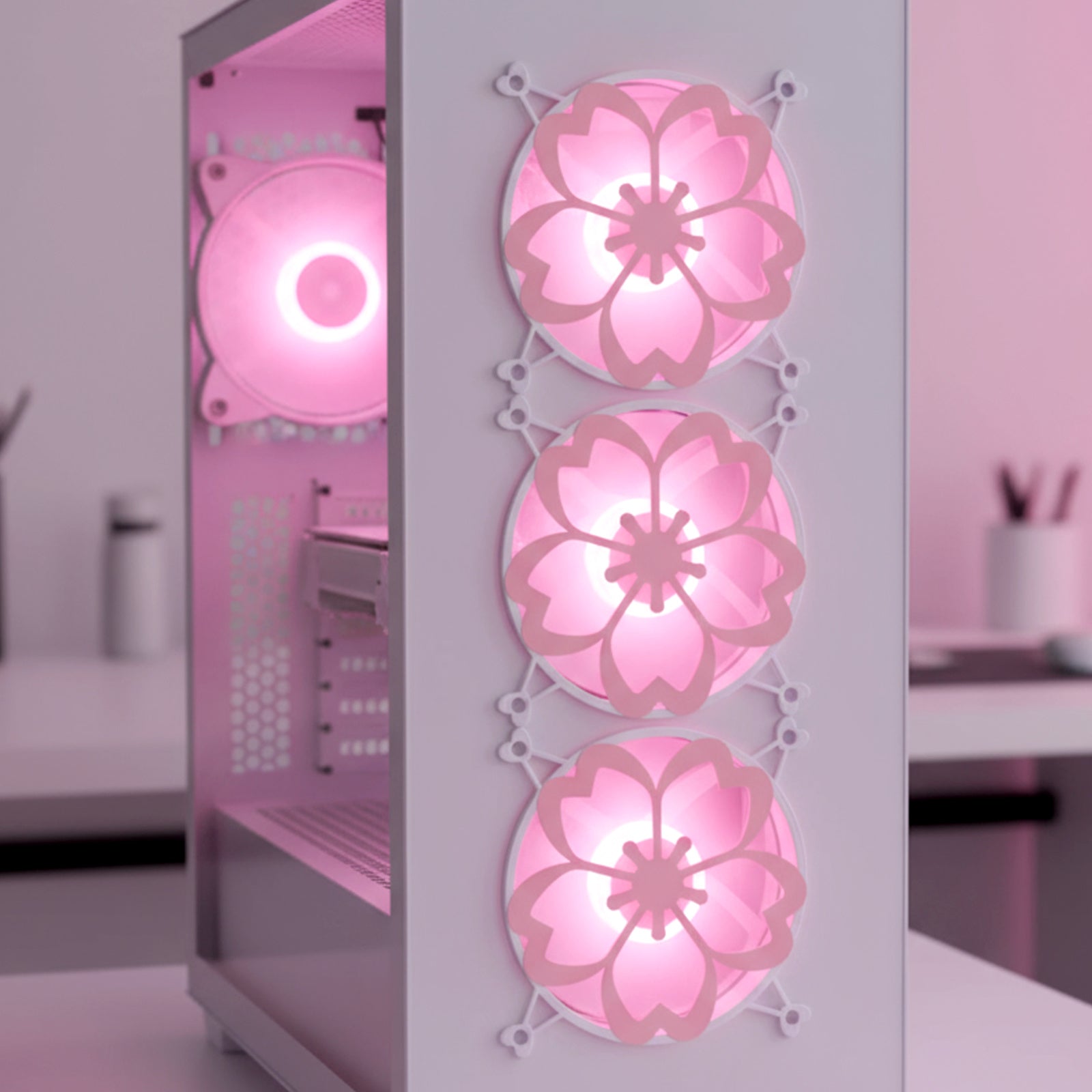 120mm Pink Sakura Guard Fan Grill Metal PC Fan Grill Set, Metal, Pink