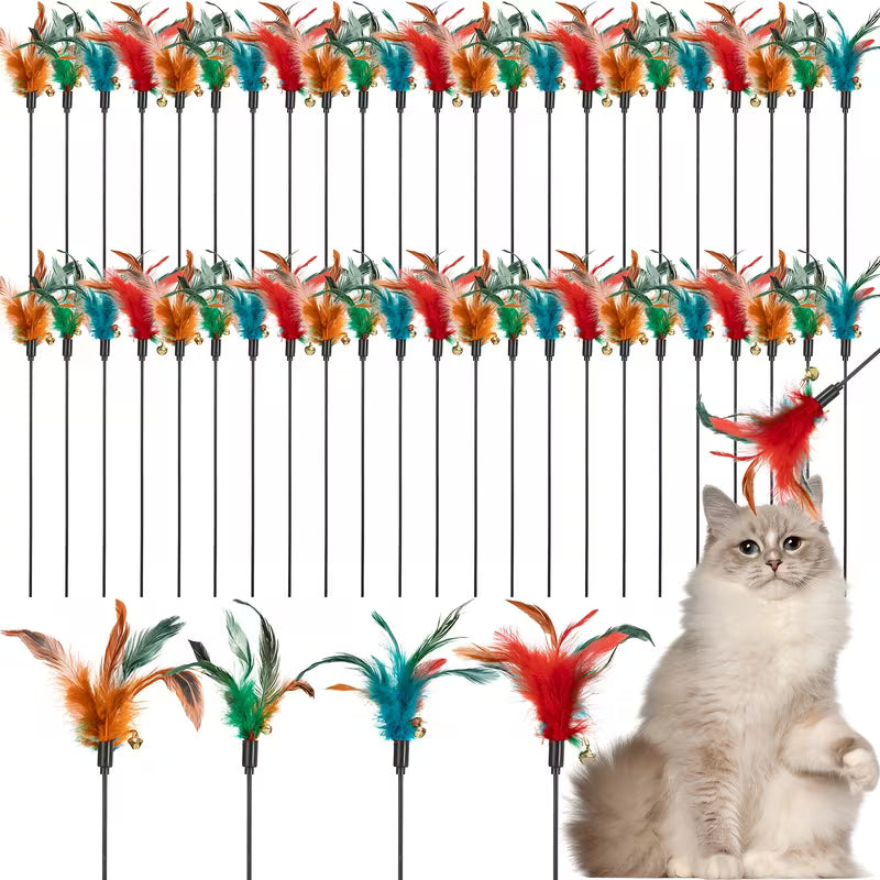 Cat Wand Feather Stick Cat Bulk Feather And Teaser Wand Set