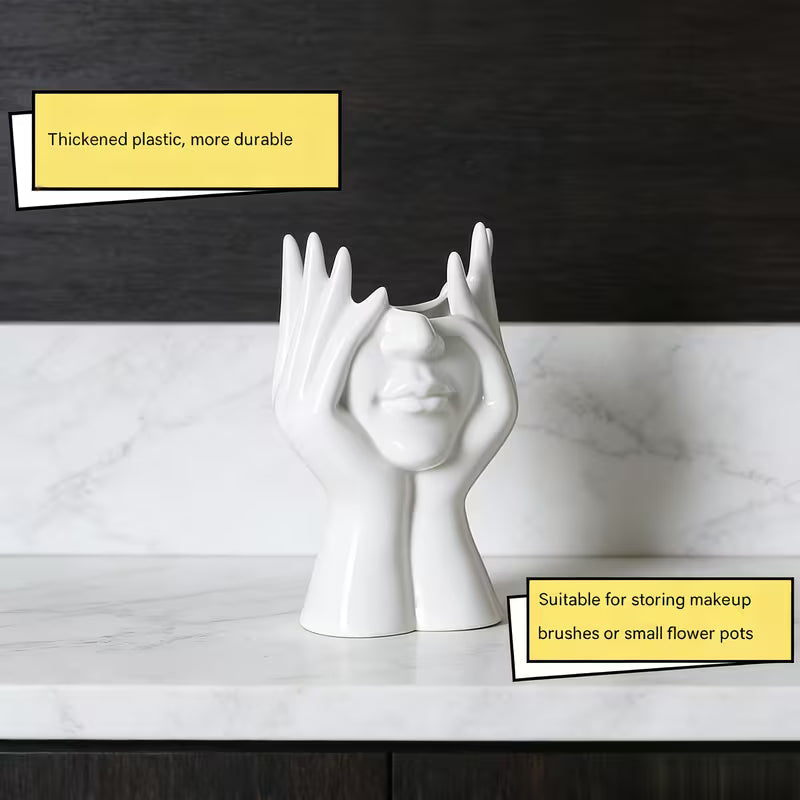 Unique Creative Human Body Art Shaped Makeup Brush Holder Pen Cup Decorative Storage
