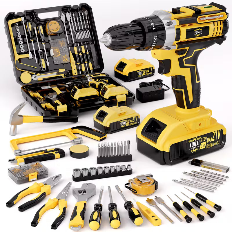 21V Household Multifunctional Cordless Drill, Power Tool, Equipped with Battery And Charger