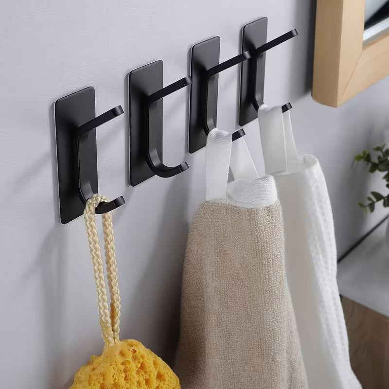 2/4pcs, No Drilling Required, Adhesive Hook, Clothes, Towels, Bath Towels, Bathrobes, Hats, Keys
