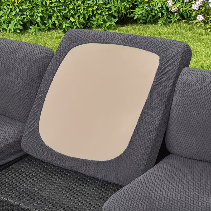 12/14pcs T-Type Jacquard Outdoor Sofa Cushion Cover Set, Backrest Cover + Seat Cushion Cover