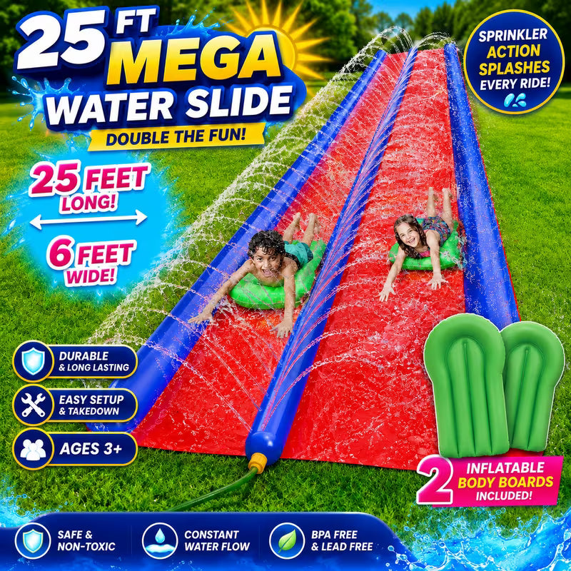 Stargo Double Lawn Water Slide with Sprinkler 25ft