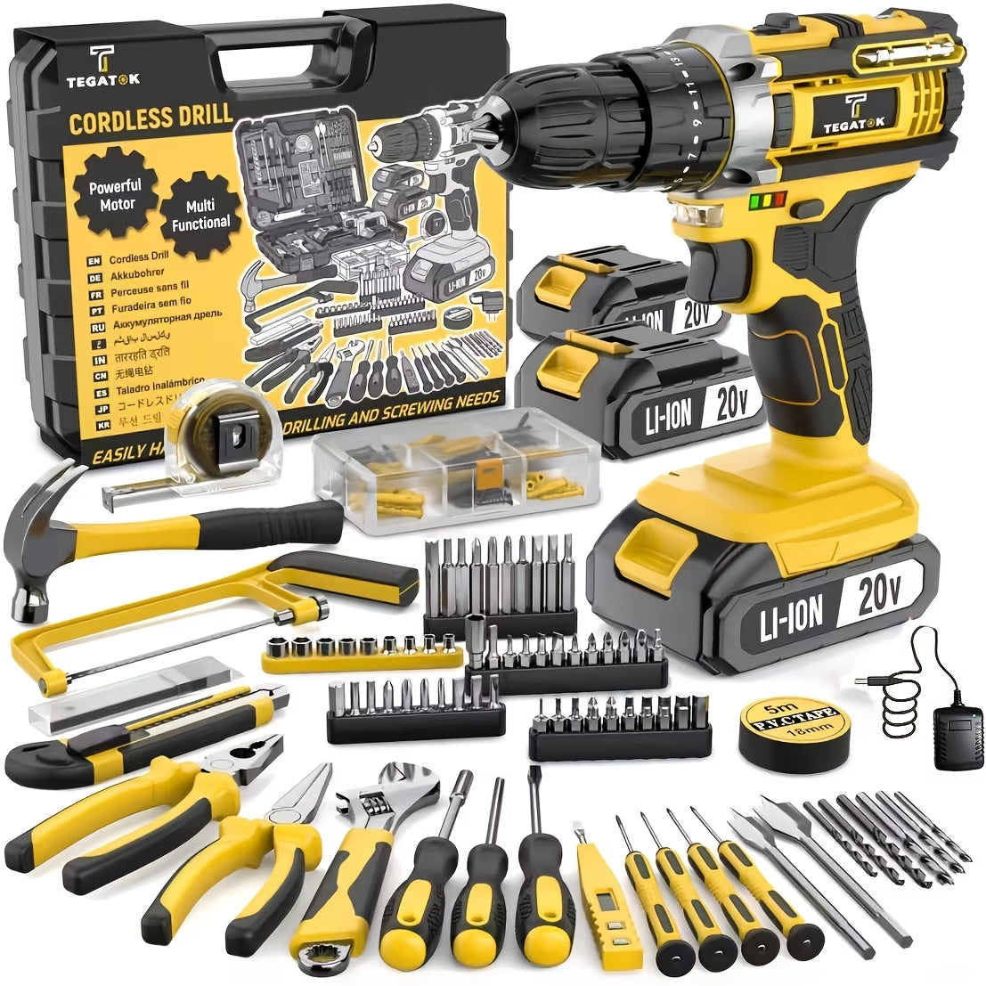 20V Industrial Electric Cordless Impact Drill, Drilling Concrete Walls, Powerful Performance