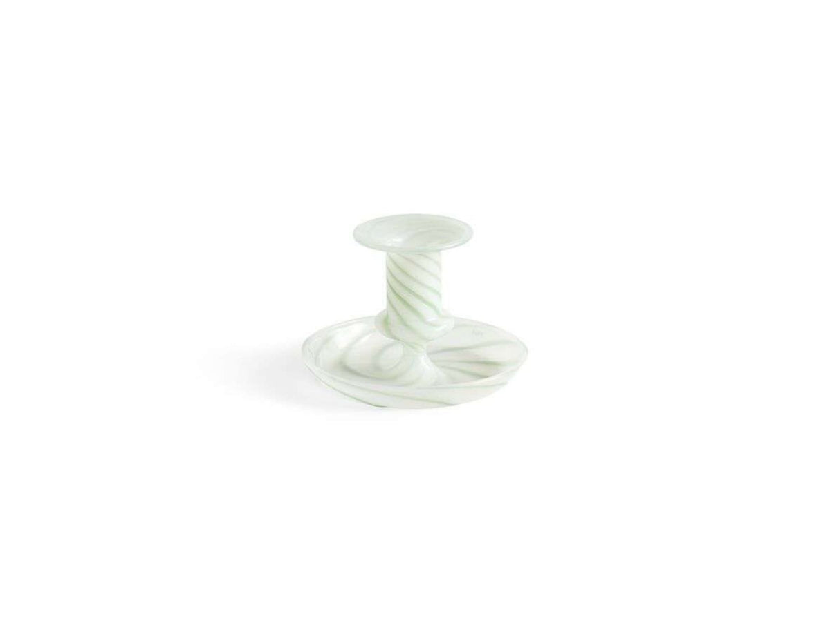 HAY Flare Stripe Candle Holder - Milk Small Green