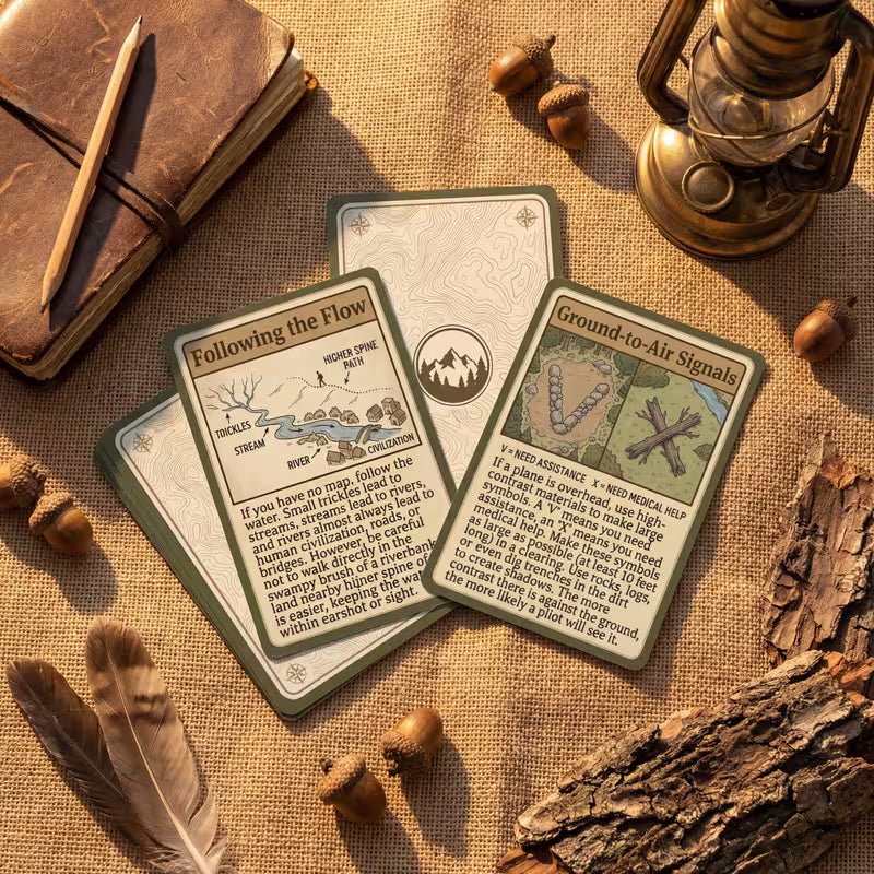 Wilderness Survival Skills Card Set, Essential Outdoor Skill Resource