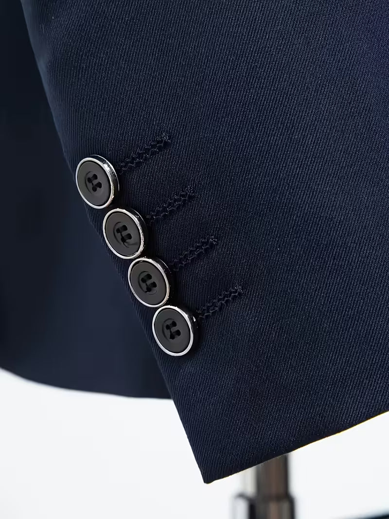 Men's Slim Fit 2pcs Suit, Single-Breasted Blazer & Dress Pants