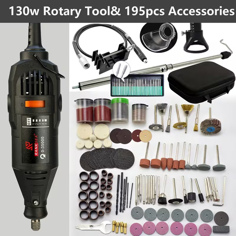 Rotary Tool Kit with 6-Speed Adjustment - Includes Flex Shaft & Multi-Chuck for Sanding, Polishing