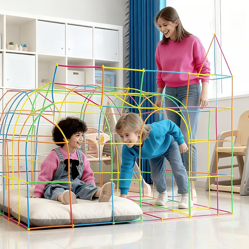 60-Piece Children's Soft Straw Water Pipe Interlocking Building Blocks