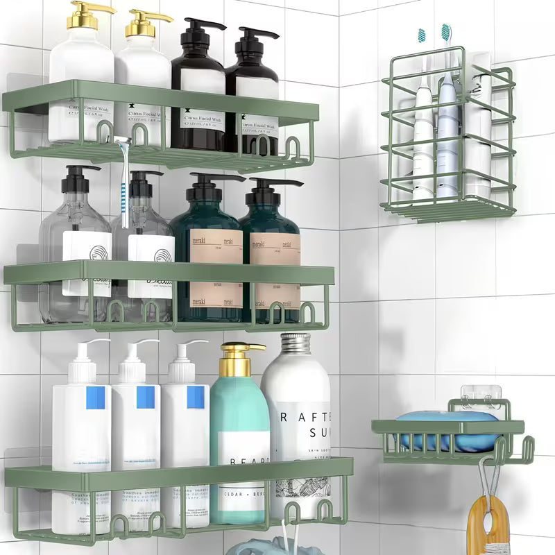 Shower Caddies5 Pack - Adhesive Hanging Shower Shelf - Bathroom Organizers and Storage