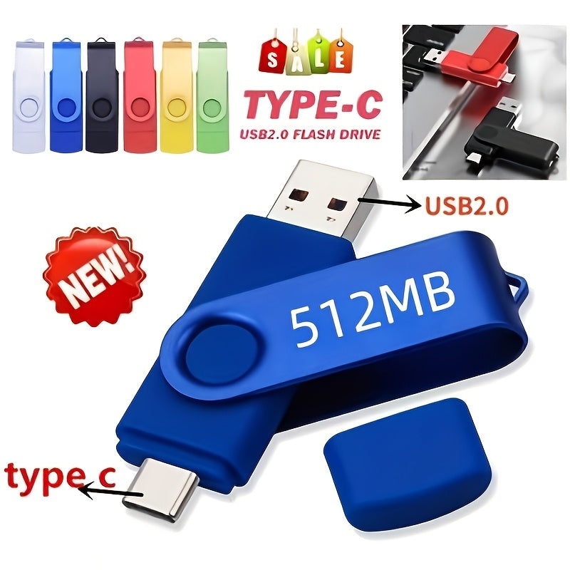 New High-Speed 2-In-1 USB Flash Drive 2.0 - 512MB, Multi-Color