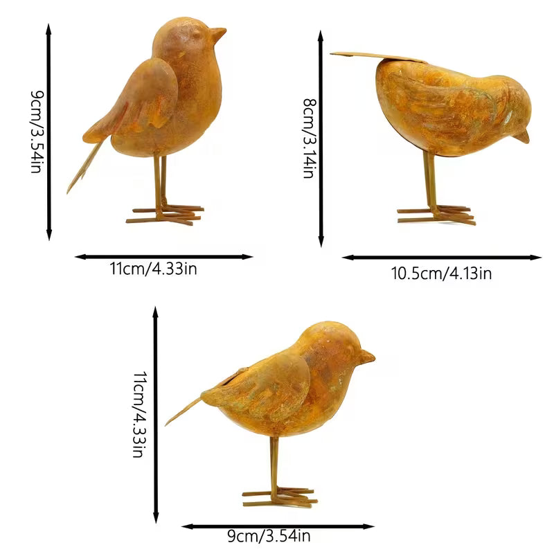 Set Includes Three Different Poses of Birds, Round
