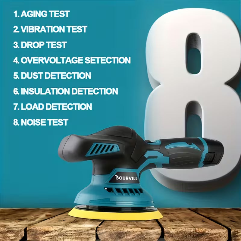 BOURVILL Cordless Car Polisher, Car Polishing Kit, with Battery, 8 Gears, up to 5000 RPM
