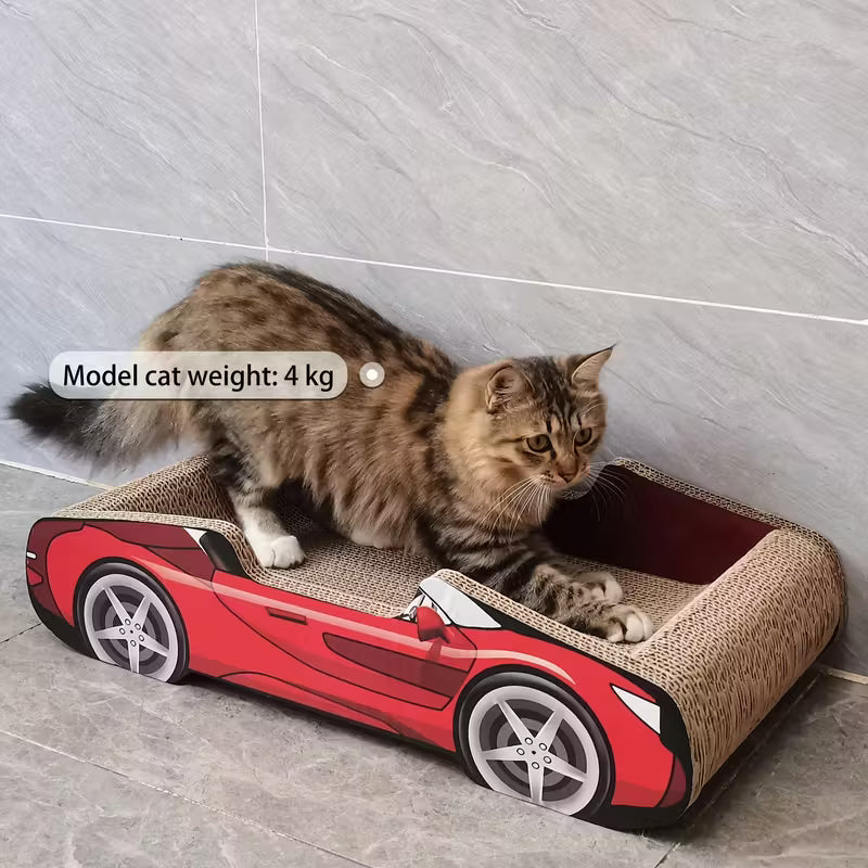 Red Sports Car-Shaped Cat Scratcher Lounge - Durable, Red