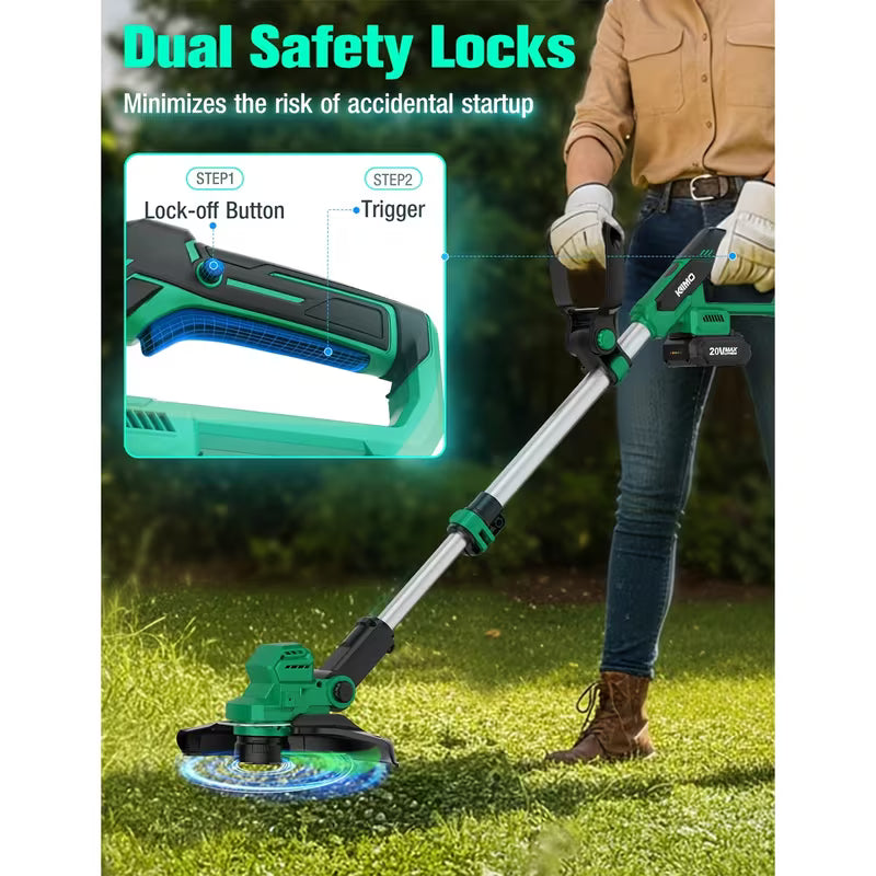 KIMO 12-Inch Cordless Electric Weed Wacker, 2-in-1 String Trimmer & Edger