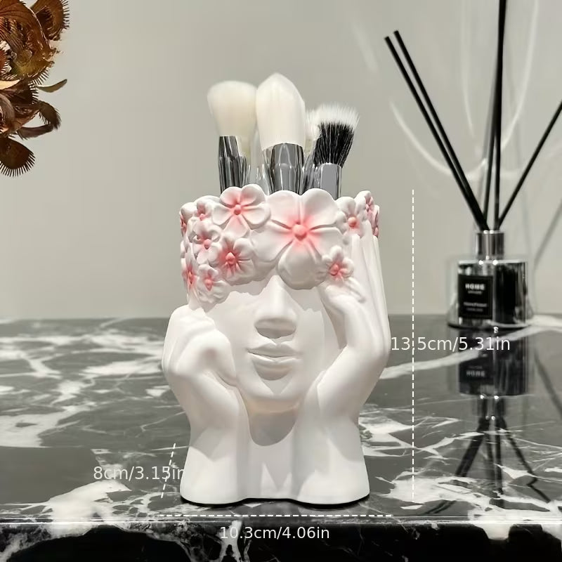 1pc Luxury Modern Creative Face Organizer with Floral Embellishment - Ideal for Makeup