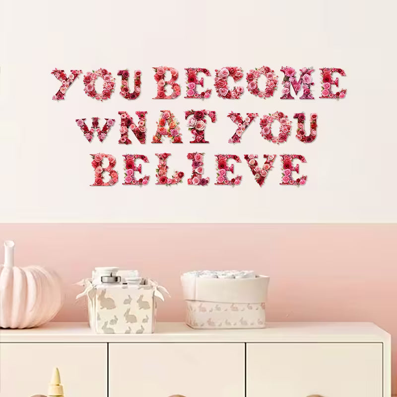 Rose Wall Stickers Featuring The 26 Letters of The English Alphabet