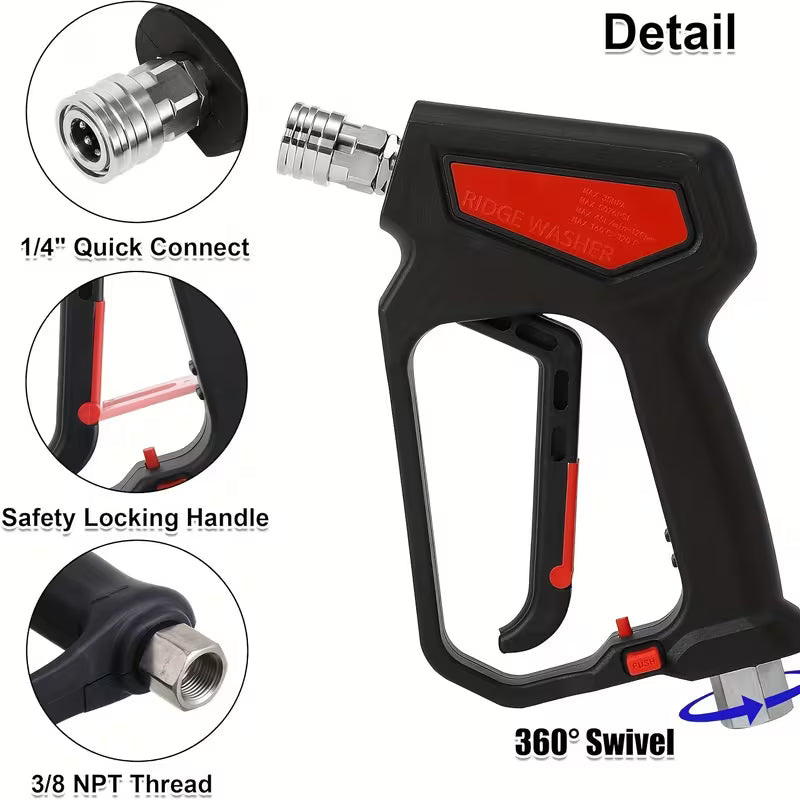 High-Pressure Washer Water Gun, 1/4 Quick Connect, 4000Psi, High-Pressure Nozzle