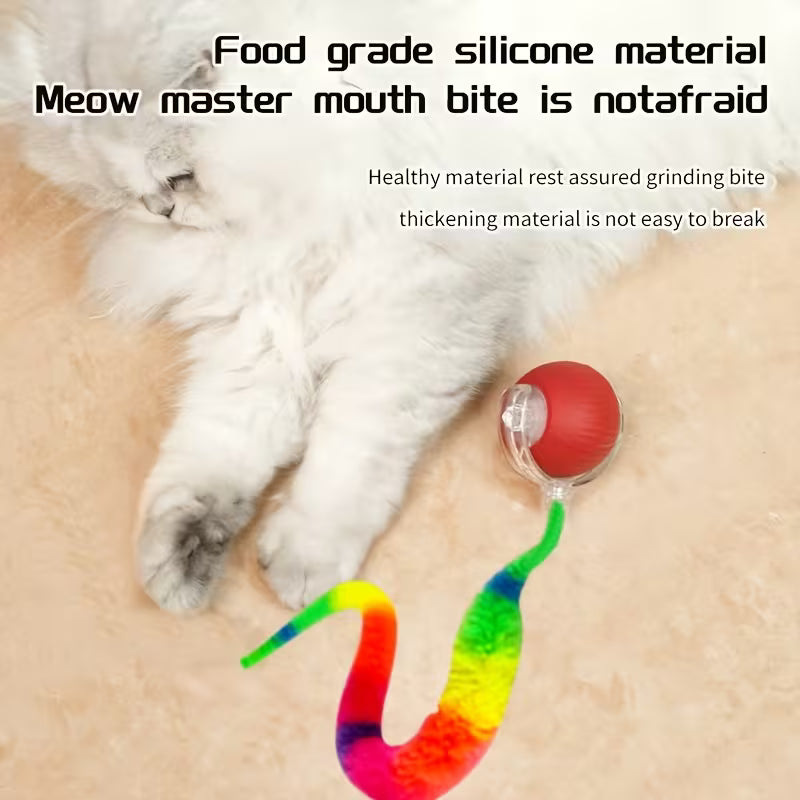 Automatic Rolling Cat Ball Toy Set, Silicone