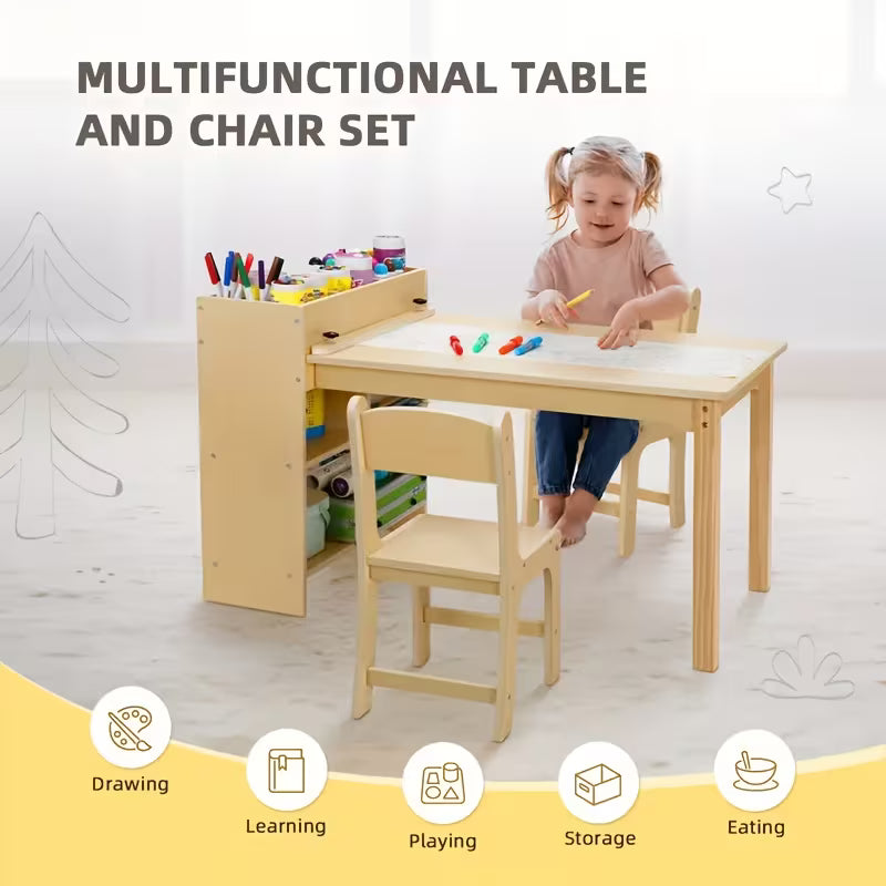 Kids Art Table and 2 Chairs Wooden